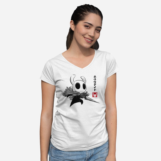 Hollow Knight Sumi-e-Womens-V-Neck-Tee-DrMonekers