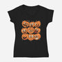 Pumpkim Doodle-Womens-V-Neck-Tee-Marinho
