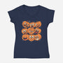 Pumpkim Doodle-Womens-V-Neck-Tee-Marinho