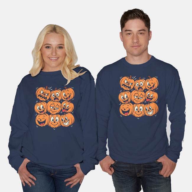 Pumpkim Doodle-Unisex-Crew Neck-Sweatshirt-Marinho