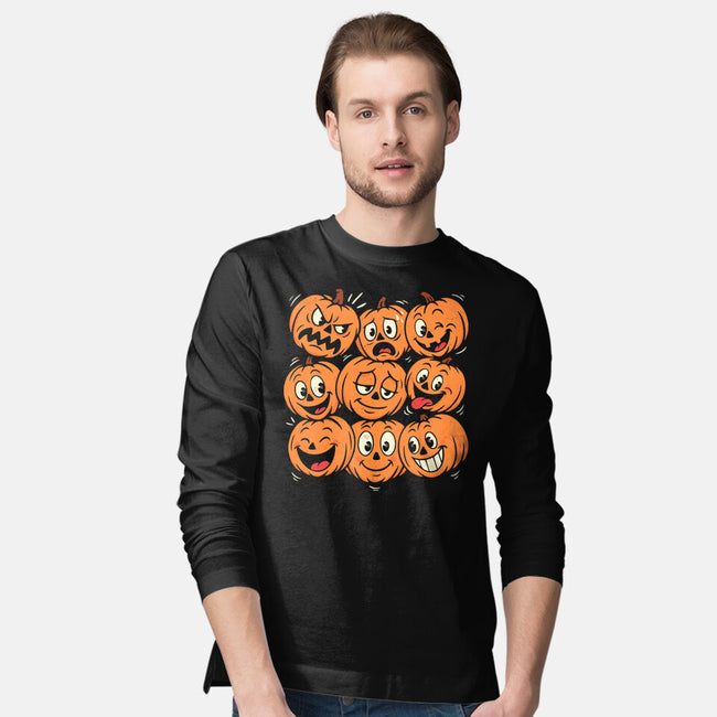 Pumpkim Doodle-Mens-Long Sleeved-Tee-Marinho
