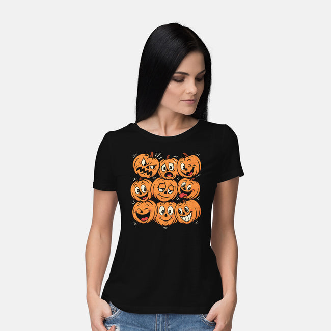 Pumpkim Doodle-Womens-Basic-Tee-Marinho