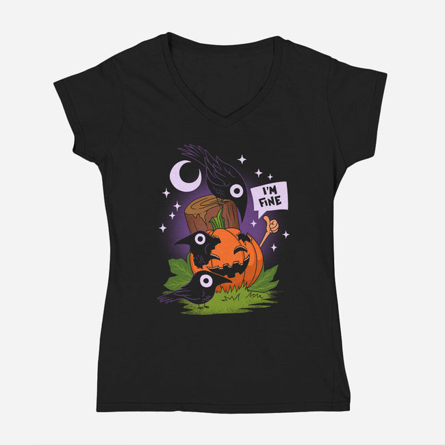 I'm Fine Fall-Womens-V-Neck-Tee-sachpica