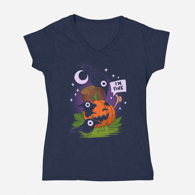 I'm Fine Fall-Womens-V-Neck-Tee-sachpica
