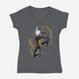 Musical Cartographer-Womens-V-Neck-Tee-JanGrackleArt