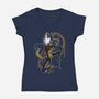 Musical Cartographer-Womens-V-Neck-Tee-JanGrackleArt