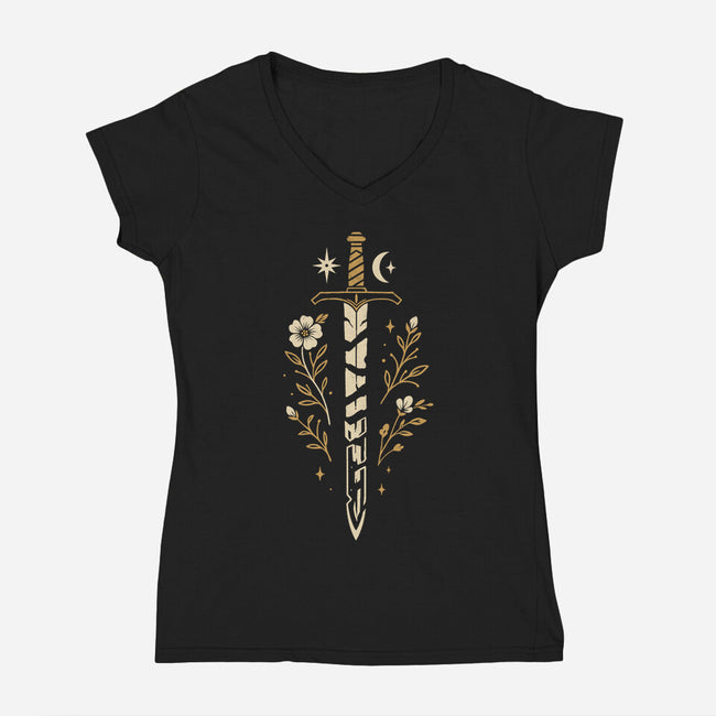 The Broken Sword-Womens-V-Neck-Tee-ricolaa