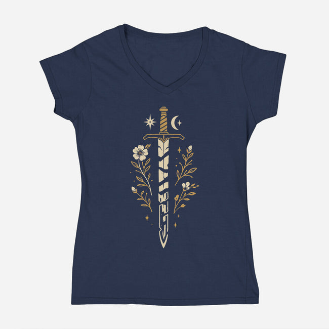 The Broken Sword-Womens-V-Neck-Tee-ricolaa