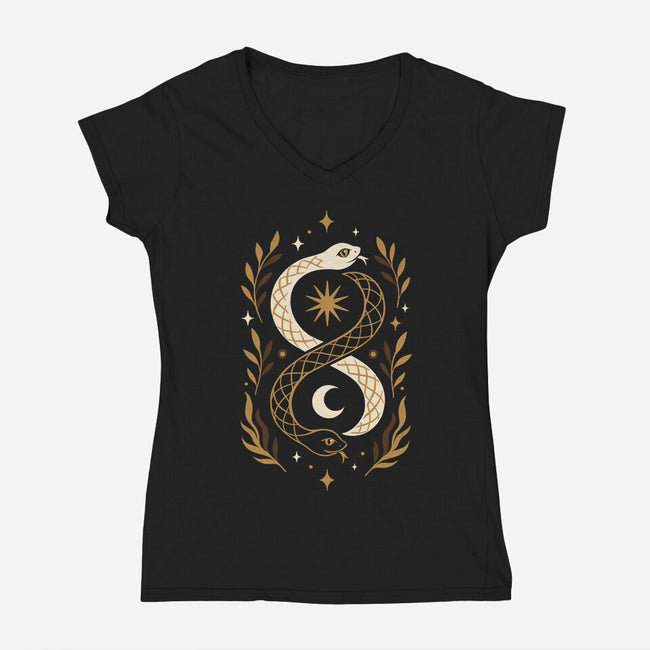 Gold Ouroboros-Womens-V-Neck-Tee-ricolaa