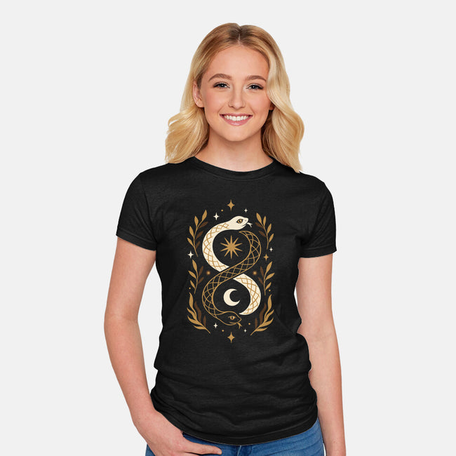 Gold Ouroboros-Womens-Fitted-Tee-ricolaa