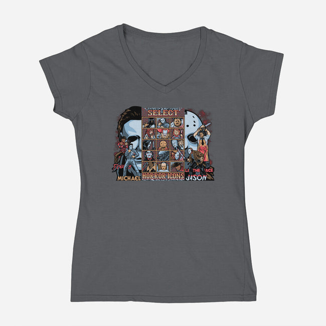 Clash Of Horror Icons-Womens-V-Neck-Tee-PrimePremne
