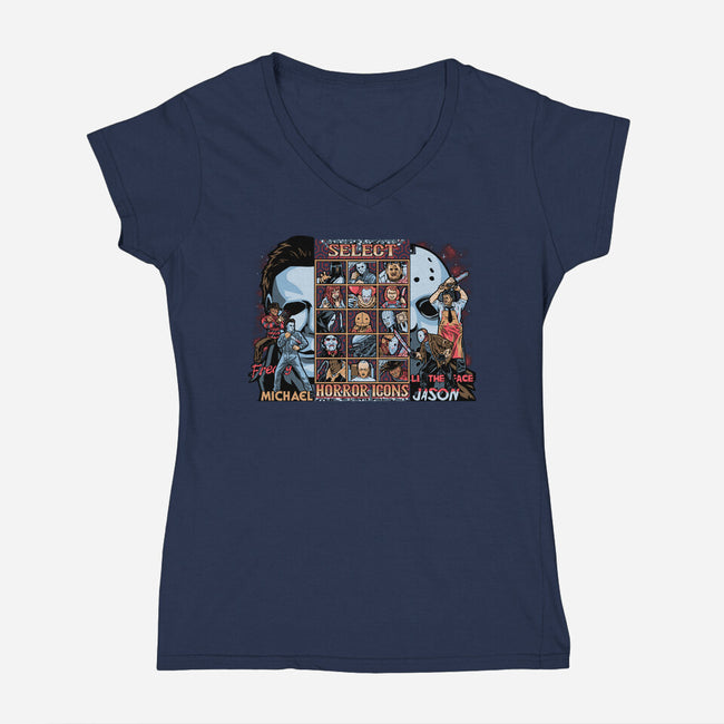 Clash Of Horror Icons-Womens-V-Neck-Tee-PrimePremne