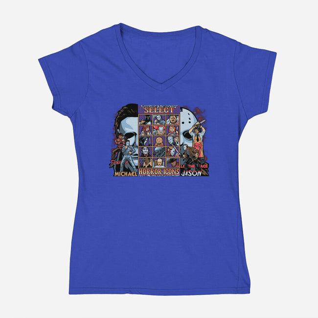 Clash Of Horror Icons-Womens-V-Neck-Tee-PrimePremne