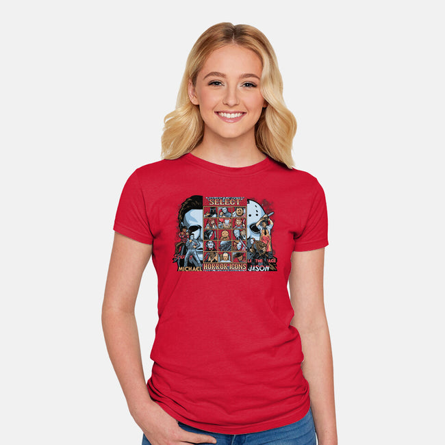 Clash Of Horror Icons-Womens-Fitted-Tee-PrimePremne