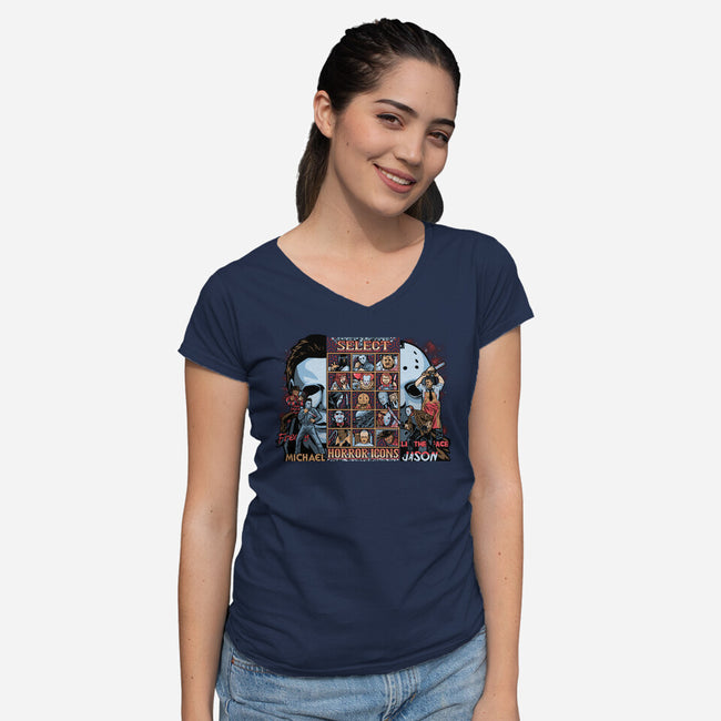 Clash Of Horror Icons-Womens-V-Neck-Tee-PrimePremne