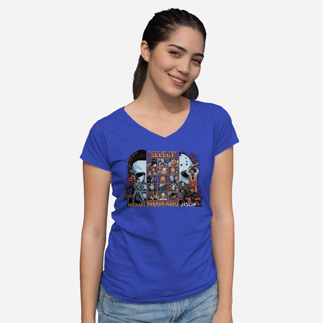 Clash Of Horror Icons-Womens-V-Neck-Tee-PrimePremne