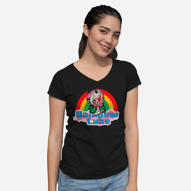 Rainbow Lake-Womens-V-Neck-Tee-Samuel