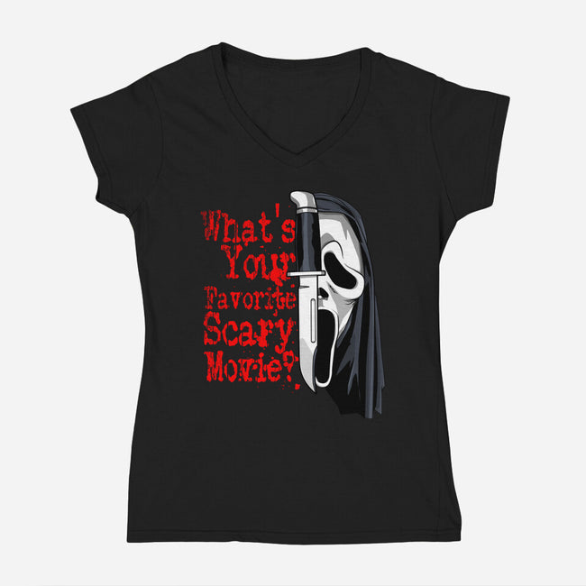 Scary Movie Slasher-Womens-V-Neck-Tee-goodidearyan