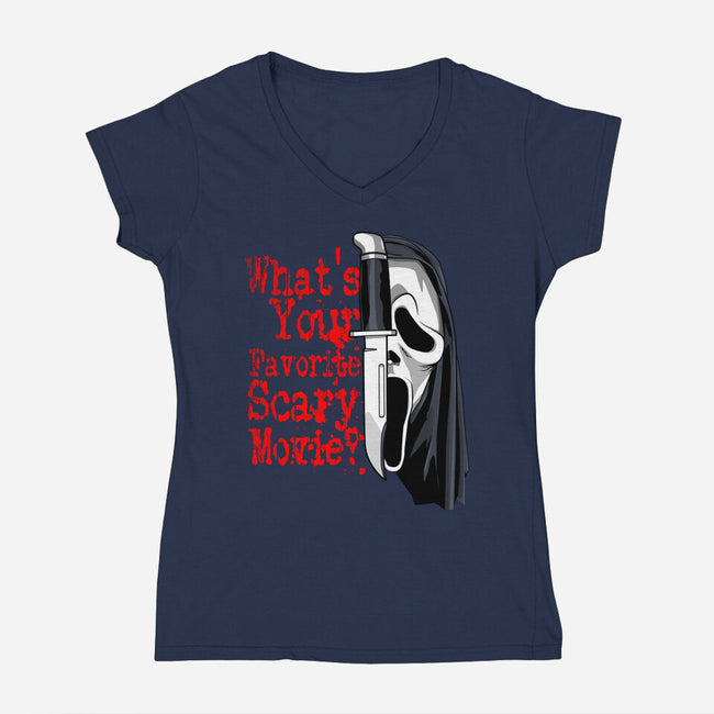 Scary Movie Slasher-Womens-V-Neck-Tee-goodidearyan