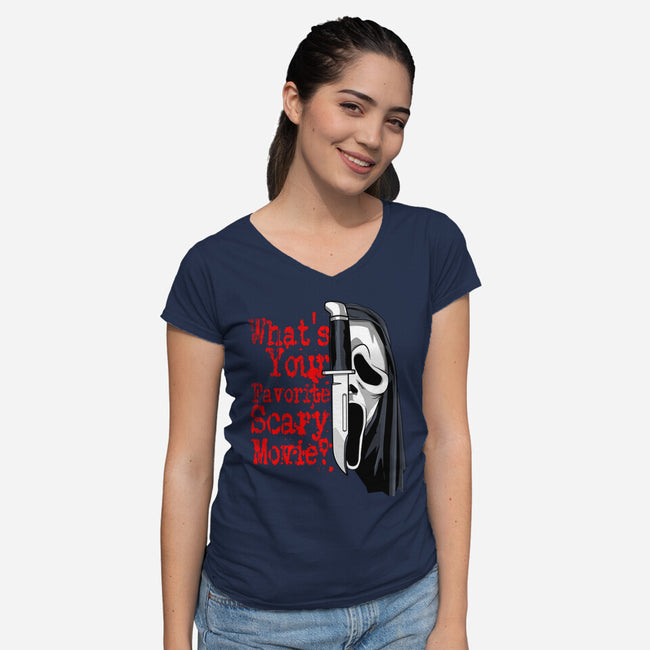 Scary Movie Slasher-Womens-V-Neck-Tee-goodidearyan