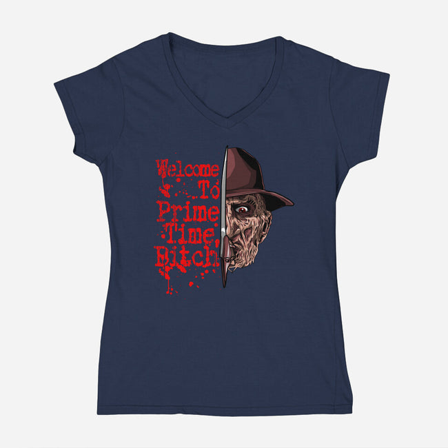 Prime Time Fred-Womens-V-Neck-Tee-goodidearyan