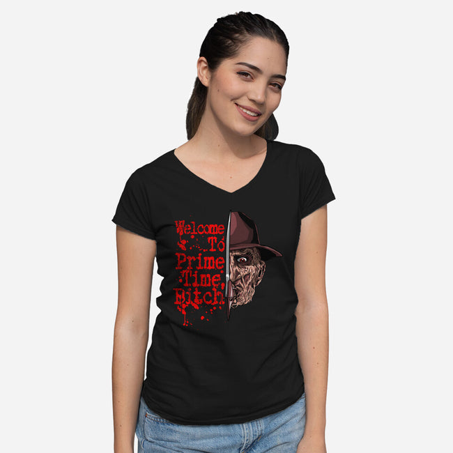 Prime Time Fred-Womens-V-Neck-Tee-goodidearyan