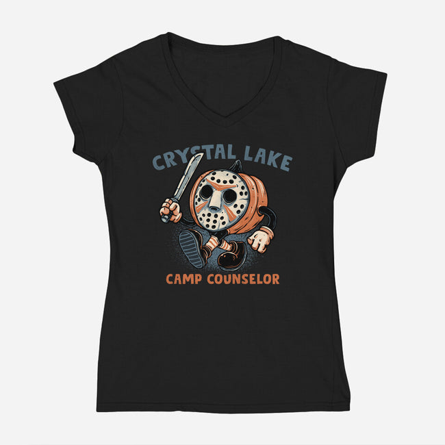 Camp Counselor-Womens-V-Neck-Tee-glitchygorilla