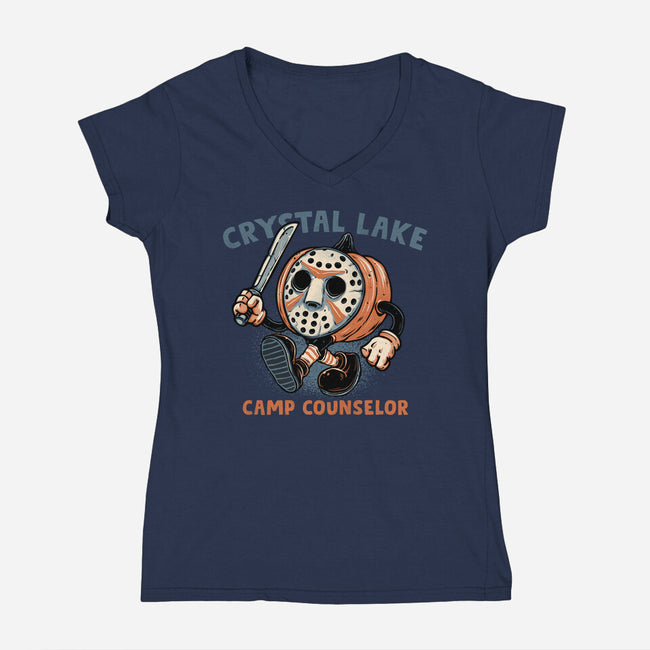 Camp Counselor-Womens-V-Neck-Tee-glitchygorilla
