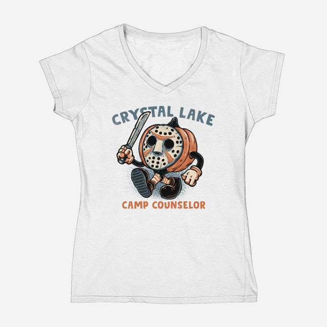 Camp Counselor-Womens-V-Neck-Tee-glitchygorilla