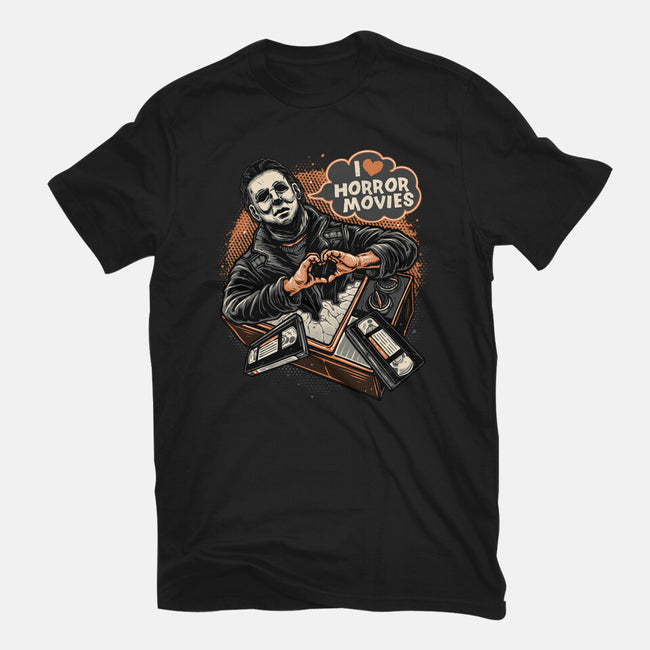 I Love Horror Movies-Womens-Fitted-Tee-glitchygorilla