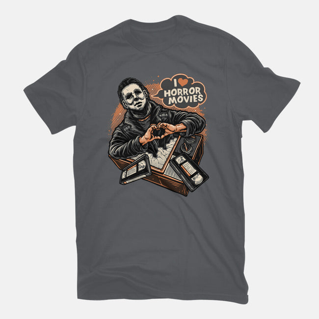 I Love Horror Movies-Womens-Fitted-Tee-glitchygorilla