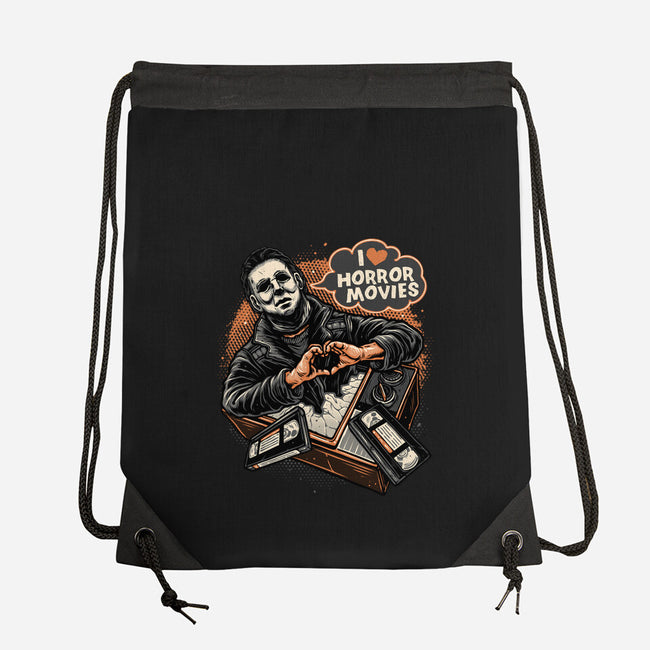 I Love Horror Movies-None-Drawstring-Bag-glitchygorilla