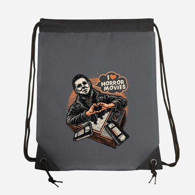 I Love Horror Movies-None-Drawstring-Bag-glitchygorilla