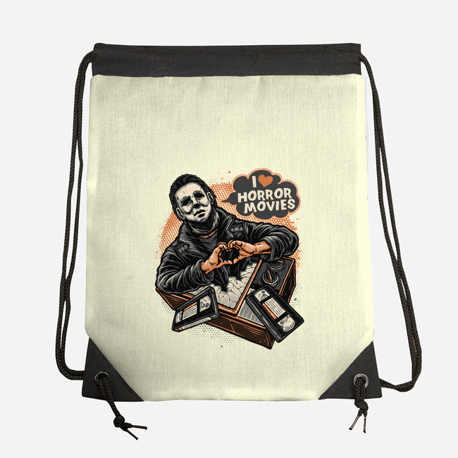 I Love Horror Movies-None-Drawstring-Bag-glitchygorilla