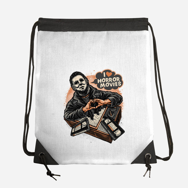 I Love Horror Movies-None-Drawstring-Bag-glitchygorilla