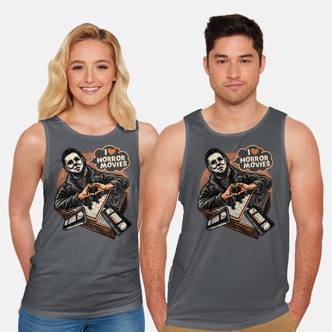 I Love Horror Movies-Unisex-Basic-Tank-glitchygorilla