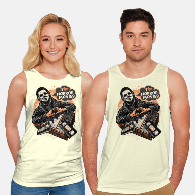 I Love Horror Movies-Unisex-Basic-Tank-glitchygorilla