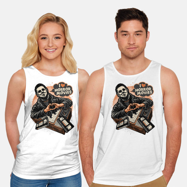 I Love Horror Movies-Unisex-Basic-Tank-glitchygorilla