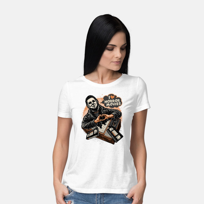I Love Horror Movies-Womens-Basic-Tee-glitchygorilla