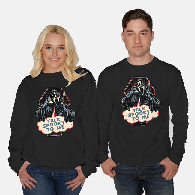 Talk Spooky To Me-Unisex-Crew Neck-Sweatshirt-glitchygorilla