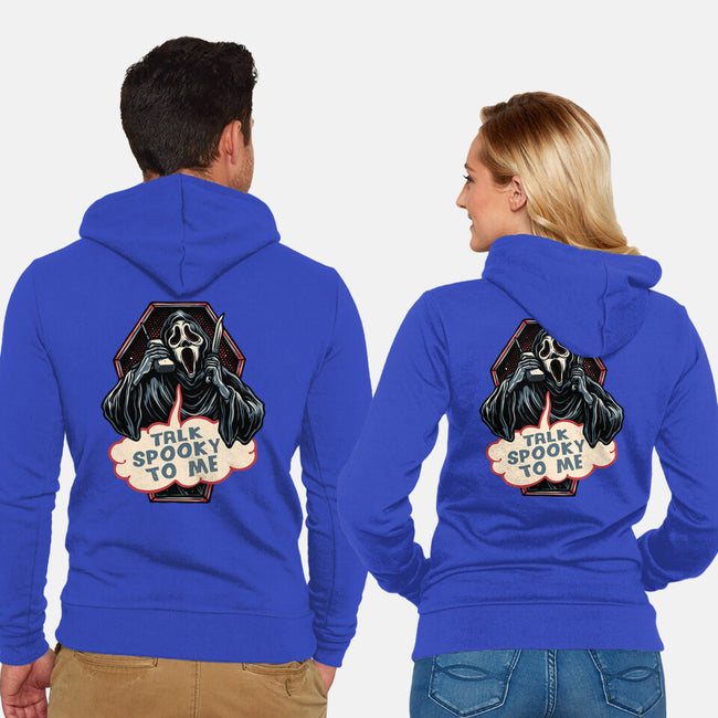 Talk Spooky To Me-Unisex-Zip-Up-Sweatshirt-glitchygorilla