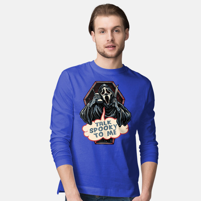 Talk Spooky To Me-Mens-Long Sleeved-Tee-glitchygorilla