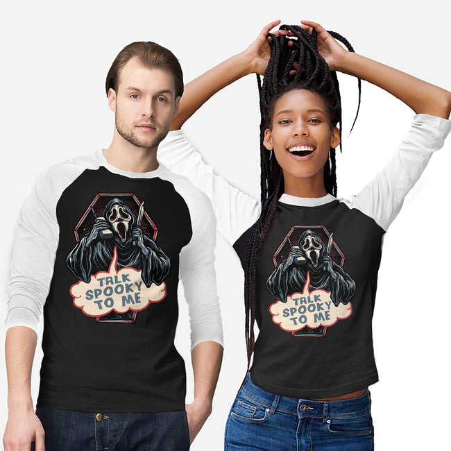Talk Spooky To Me-Unisex-Baseball-Tee-glitchygorilla