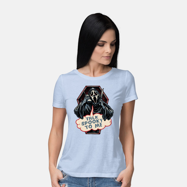 Talk Spooky To Me-Womens-Basic-Tee-glitchygorilla