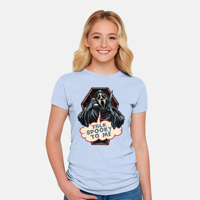 Talk Spooky To Me-Womens-Fitted-Tee-glitchygorilla
