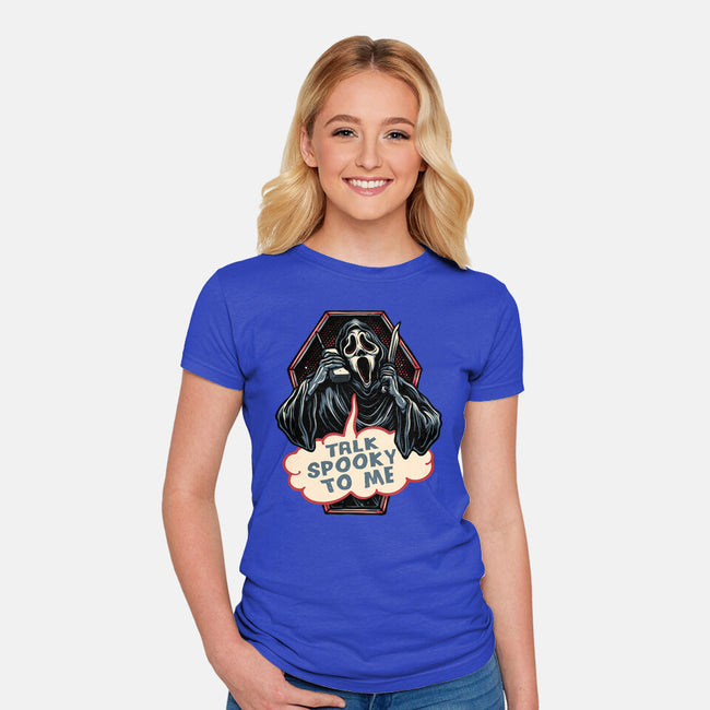 Talk Spooky To Me-Womens-Fitted-Tee-glitchygorilla