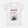 Jaws Sumi-e-Womens-V-Neck-Tee-DrMonekers