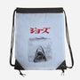 Jaws Sumi-e-None-Drawstring-Bag-DrMonekers