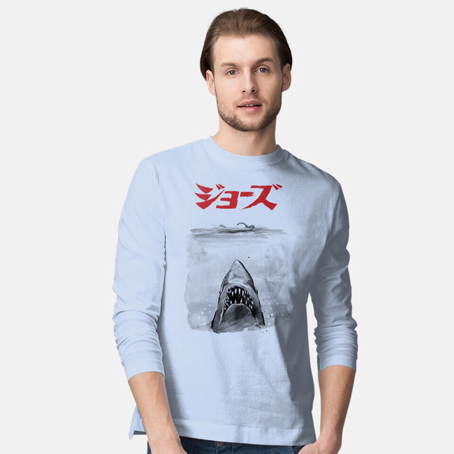 Jaws Sumi-e-Mens-Long Sleeved-Tee-DrMonekers