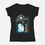 Spooky Season Postage Stamp-Womens-V-Neck-Tee-NemiMakeit